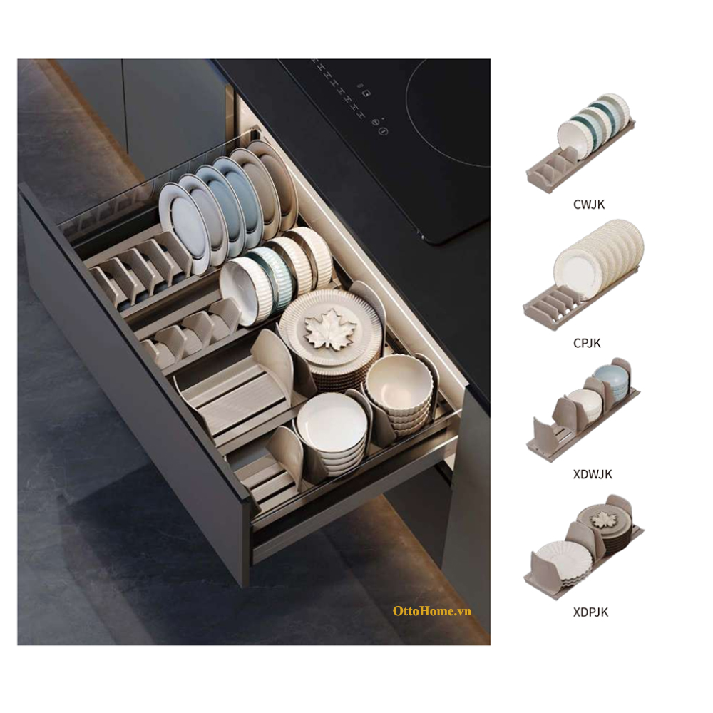 Khay chia bát đĩa trong ngăn kéo Goldmine Màu be