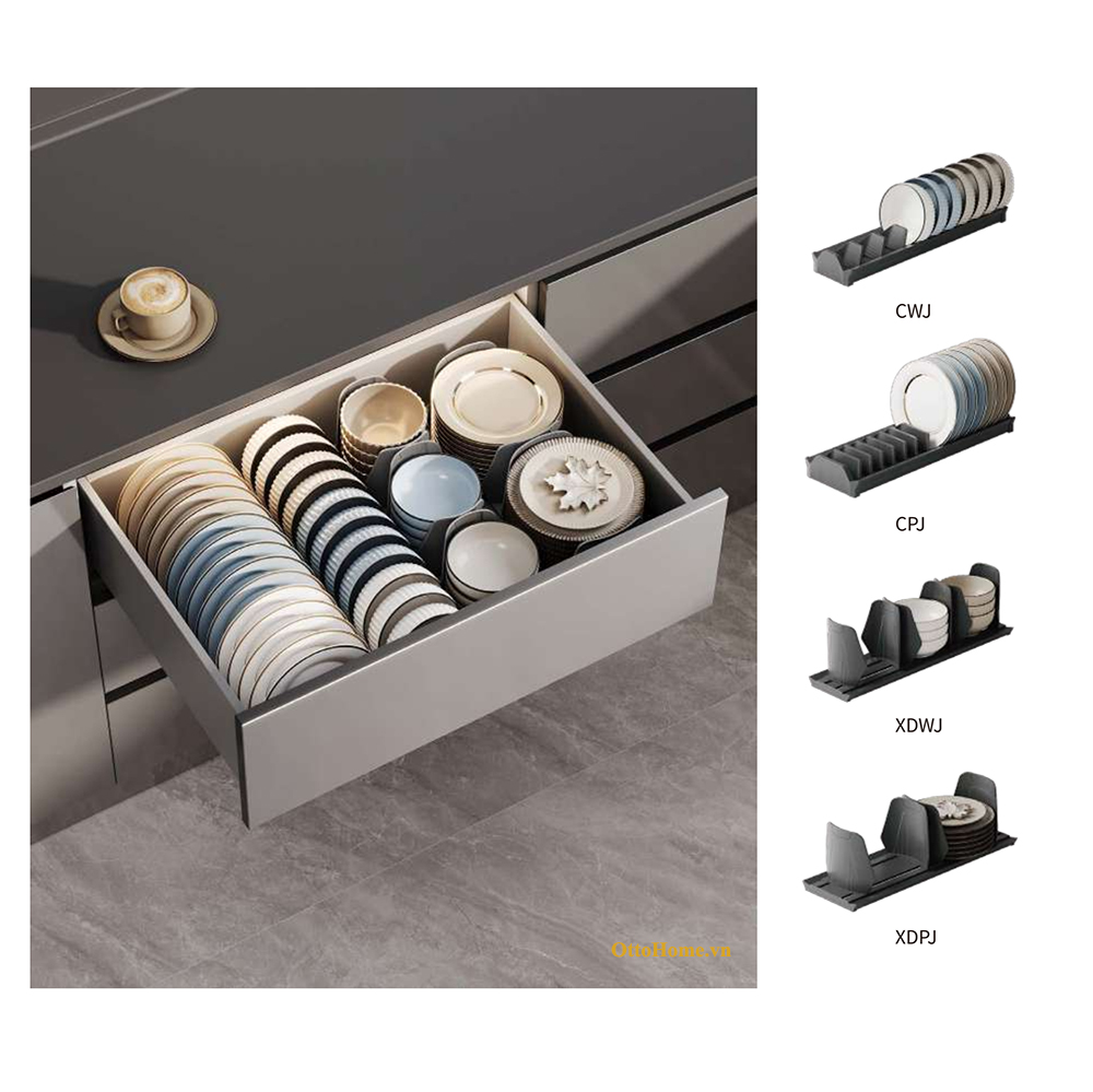 Khay chia bát đĩa trong ngăn kéo Goldmine Màu Đen
